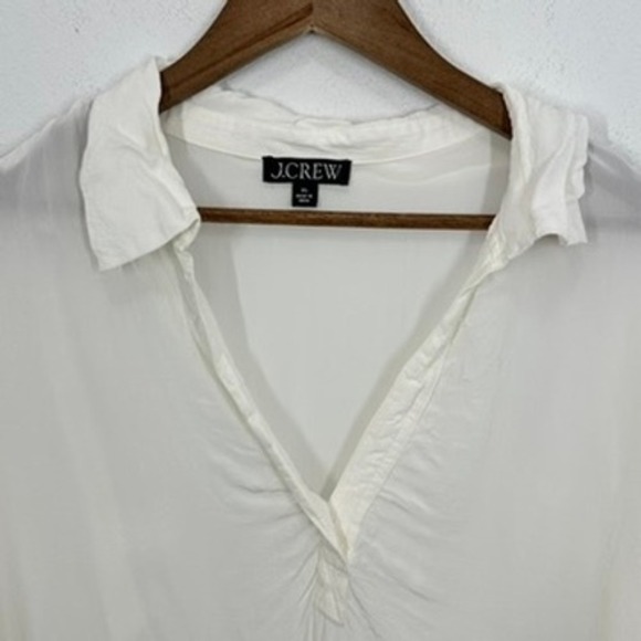 J. Crew Womens XL White Viscose Collared 3/4 Sleeve Top Blouse - Picture 3 of 8